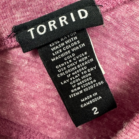 Torrid Magenta Pink Heather Double V-Neck Tank Sz 2X - Picture 8 of 9